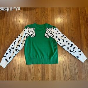 Green Leopard face sweater